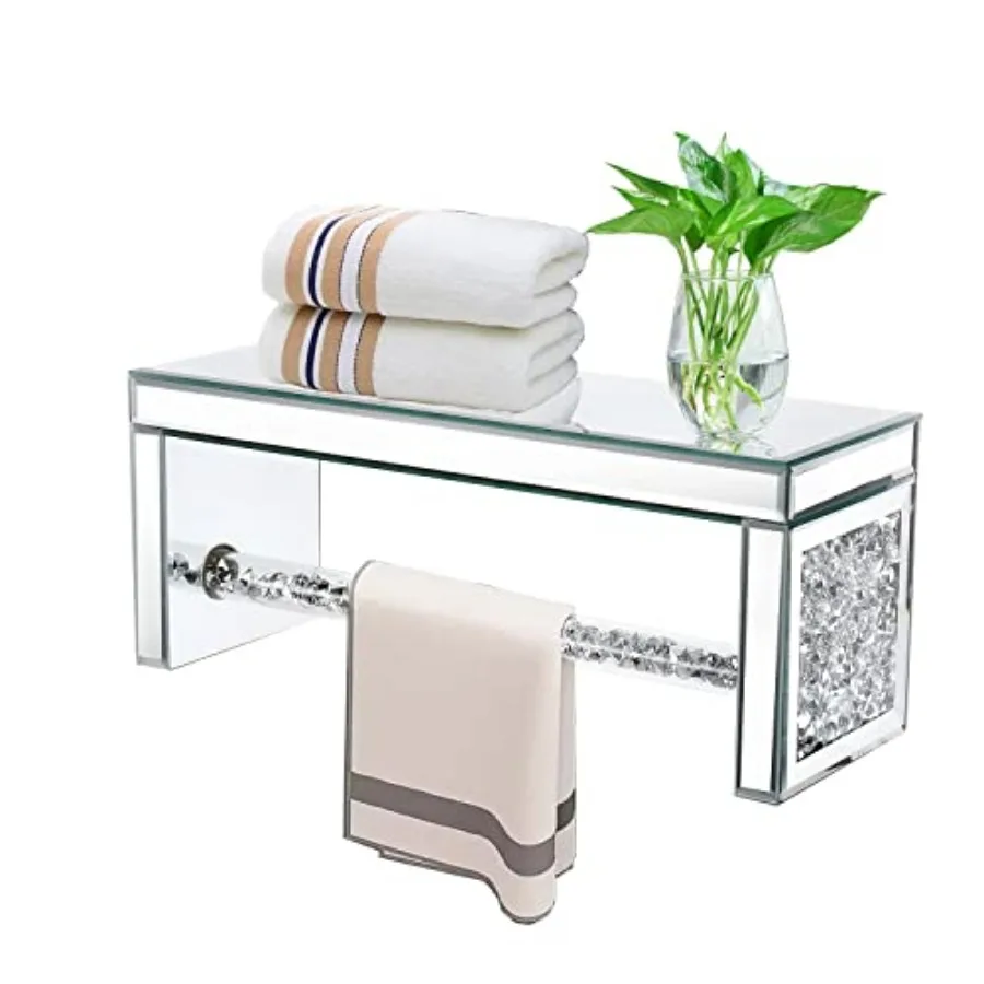 Glass Mirrored Wall Shelf. Wall Mounted for Over Toilet. Glamorous Crystal Diamond Glass Towel Bar. Decorative Storage Glass Sh
Glass Mirrored Wall Shelf. Wall Mounted for Over Toilet. Glamorous Crystal Diamond Glass Towel Bar. Decorative Storage Glass Sh