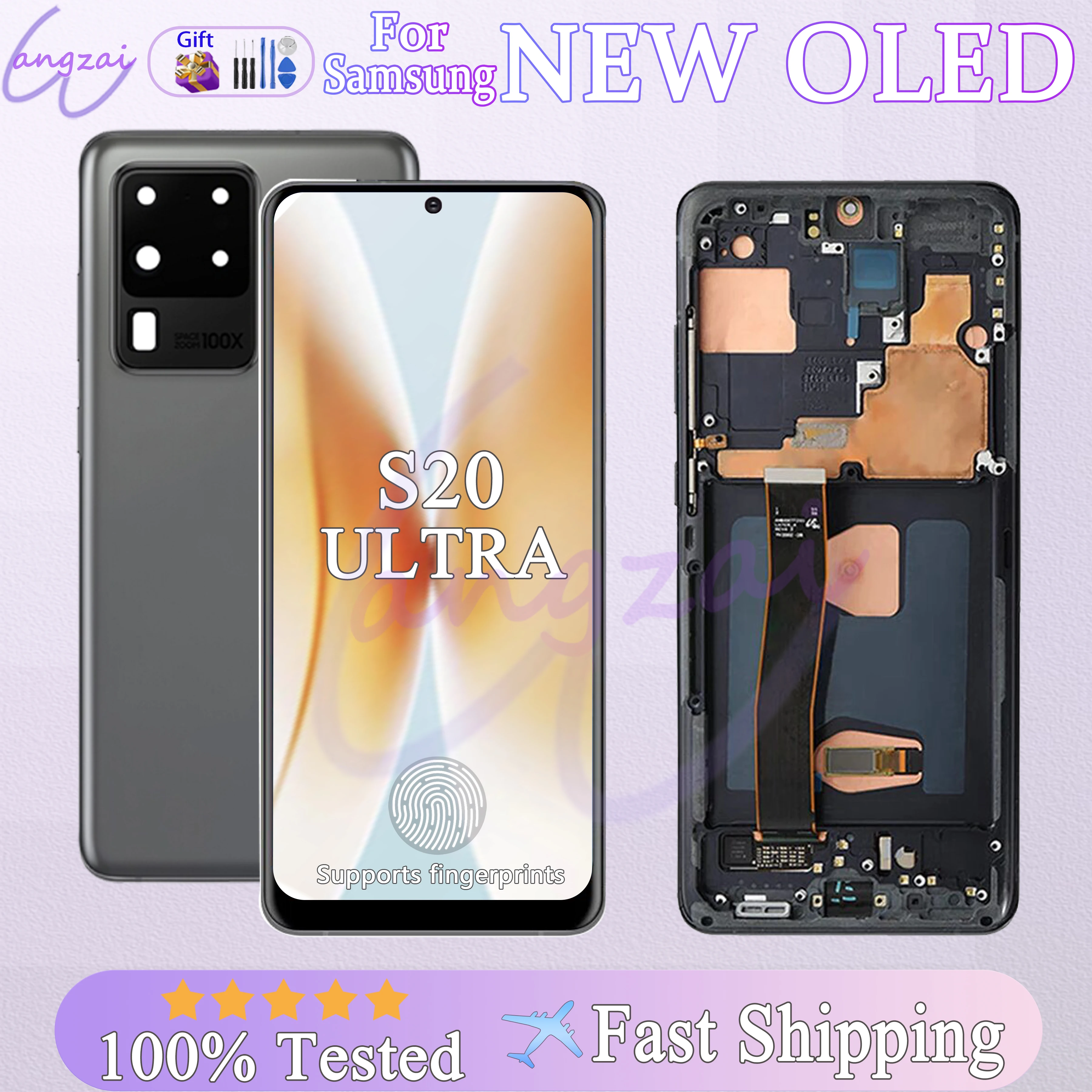 AAA+ Super OLED Display For Samsung Galaxy S20 Ultra G988 Lcd G988b With Frame Touch Screen Digitizer Assembly Replacement
AAA+ Super OLED Display For Samsung Galaxy S20 Ultra G988 Lcd G988b With Frame Touch Screen Digitizer Assembly Replacement