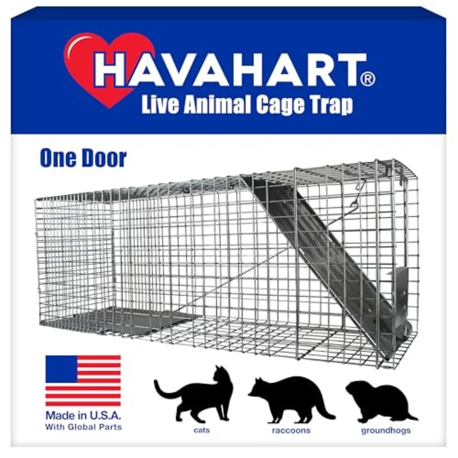 Large 1-Door Humane Catch and Release Live Animal Trap Cage for Raccoons, Bobcats, Beavers, Dogs Galvanized Steel, Gray, Foldab
Large 1-Door Humane Catch and Release Live Animal Trap Cage for Raccoons, Bobcats, Beavers, Dogs Galvanized Steel, Gray, Foldab