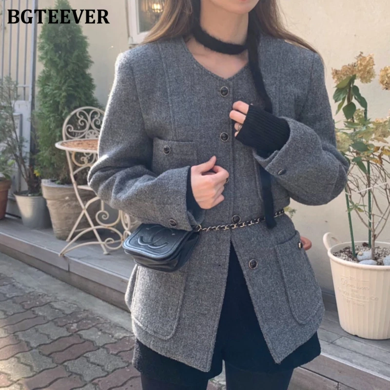 BGTEEVER Vintage Long Sleeve O-neck Women Blend Jackets Elegant Single-breasted Thicken Loose Pockets Female Solid Woolen Coats
BGTEEVER Vintage Long Sleeve O-neck Women Blend Jackets Elegant Single-breasted Thicken Loose Pockets Female Solid Woolen Coats