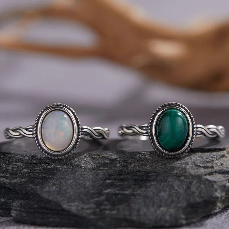 Dawn's Jewel S925 Sterling Silver Natural Malachite Opal Colored Gems Ring Vintage Open-end Striped Hollow Streamline anillos
Dawn's Jewel S925 Sterling Silver Natural Malachite Opal Colored Gems Ring Vintage Open-end Striped Hollow Streamline anillos