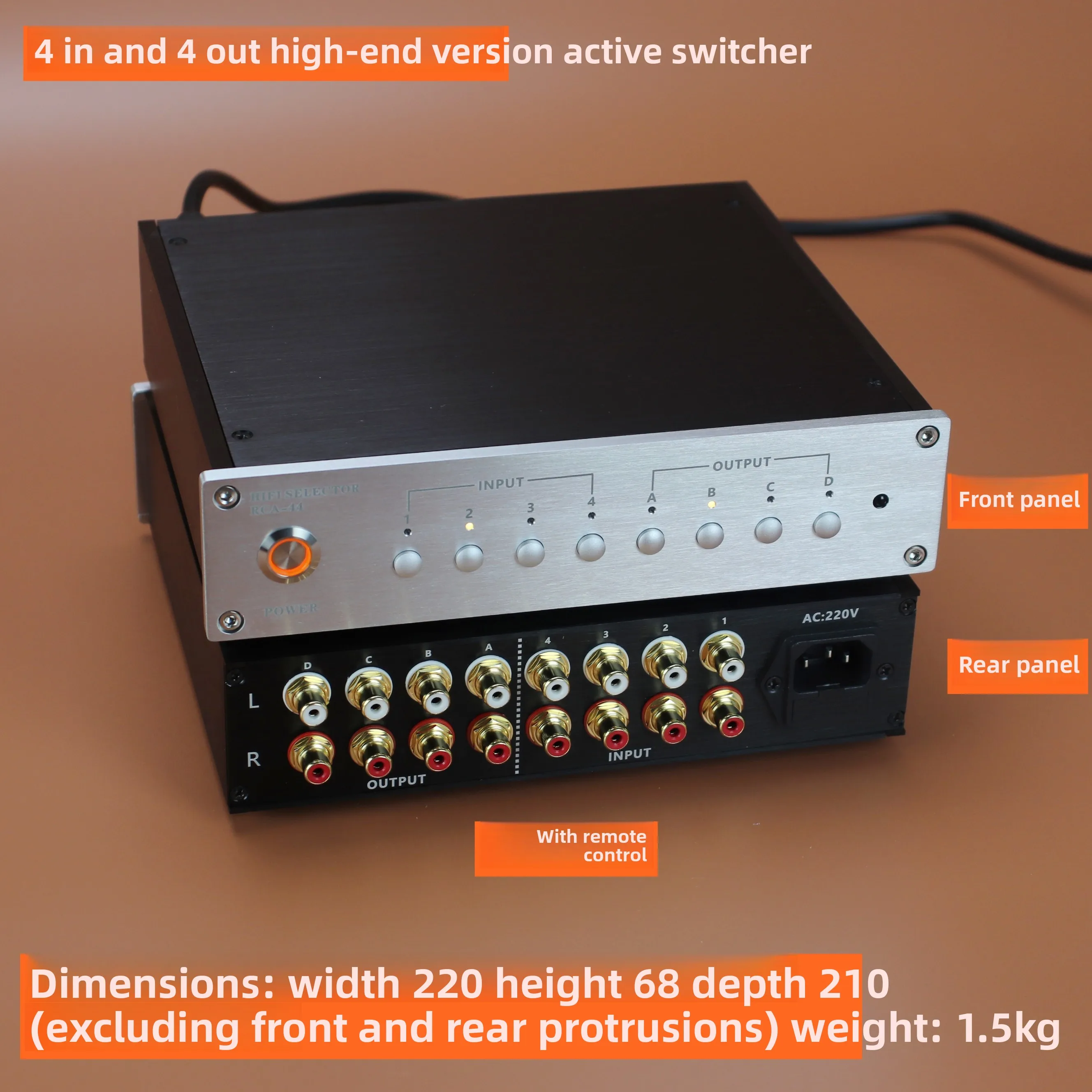 Двухканальный аудиопереключатель RCA, источник сигнала и селекторный блок усилителя
Двухканальный аудиопереключатель RCA, источник сигнала и селекторный блок усилителя