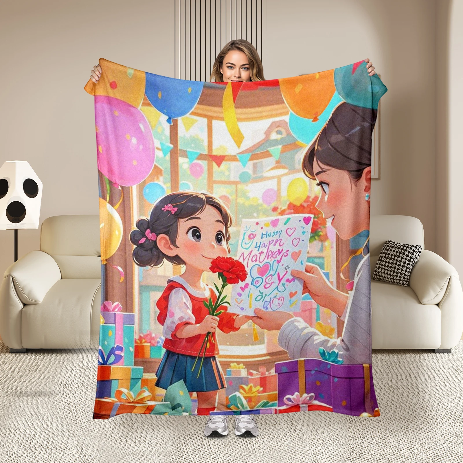 Exquisite Mothers Day Flannel Blanket With Lovely Cartoon Family And Party Symbolizing Love And Gratitude
Exquisite Mothers Day Flannel Blanket With Lovely Cartoon Family And Party Symbolizing Love And Gratitude