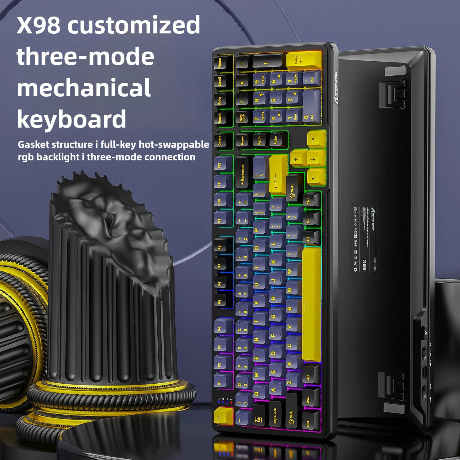 Attack Shark X98 Wireless Gasket Customized Side-etched Key Full-key Hot-swappable Fast Response Low-latency Gaming Keyboard
Attack Shark X98 Wireless Gasket Customized Side-etched Key Full-key Hot-swappable Fast Response Low-latency Gaming Keyboard