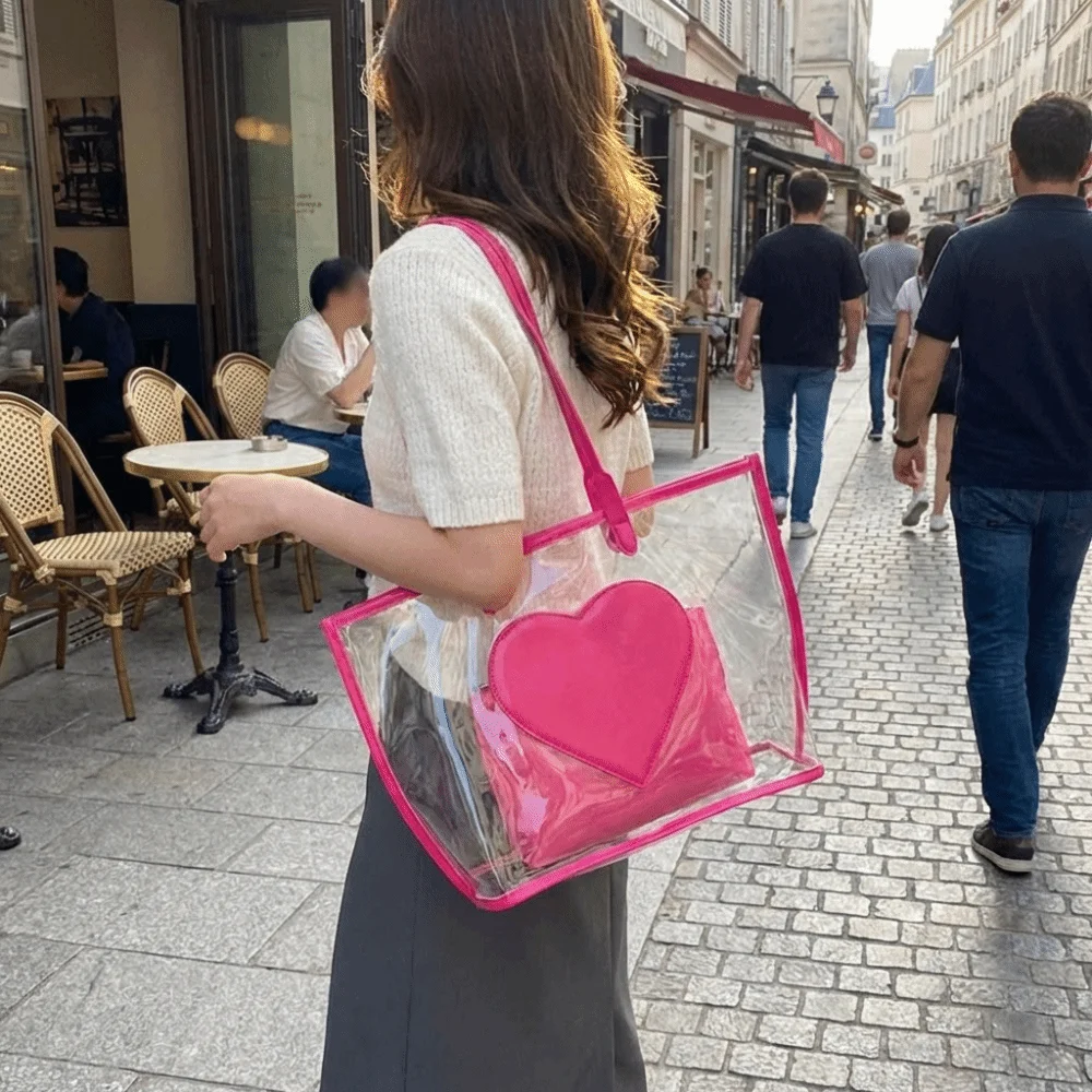 Waterproof Jelly Color Shoulder Bag Versatile Large Capacity Transparent Handbags Has Inner Pocket Color Contrasting Beach Bag
Waterproof Jelly Color Shoulder Bag Versatile Large Capacity Transparent Handbags Has Inner Pocket Color Contrasting Beach Bag