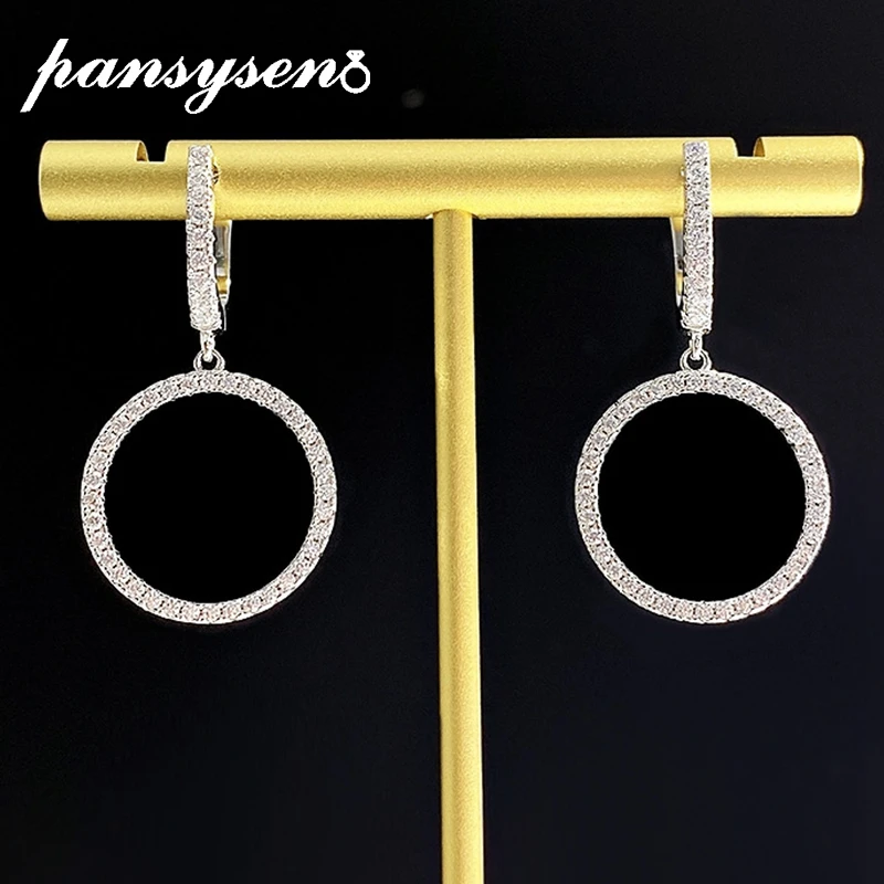 PANSYSEN Solid Silver 925 Round Circle Full High Carbon Diamond Gemstone Drop Earrings for Women Wedding Fine Jewelry Wholesale
PANSYSEN Solid Silver 925 Round Circle Full High Carbon Diamond Gemstone Drop Earrings for Women Wedding Fine Jewelry Wholesale