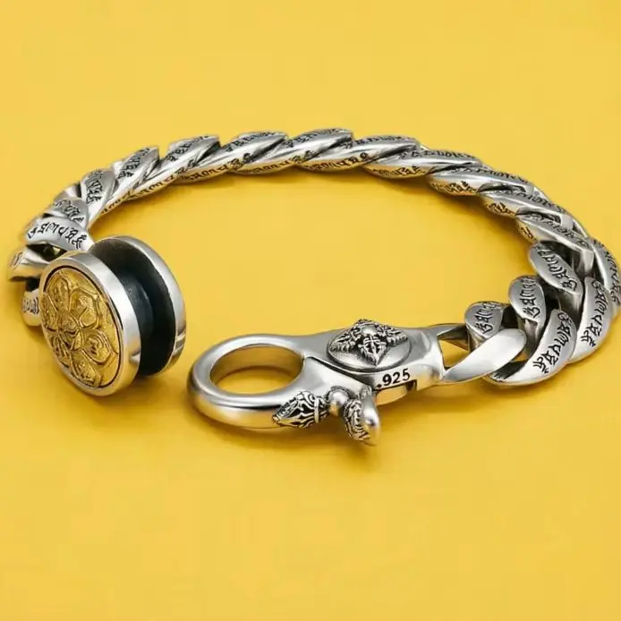 S925 Sterling Silver Handicrafts Vintage Six Character True Words Diamond pestle Fashion Personality Trendy Wholesale Rotating B
S925 Sterling Silver Handicrafts Vintage Six Character True Words Diamond pestle Fashion Personality Trendy Wholesale Rotating B