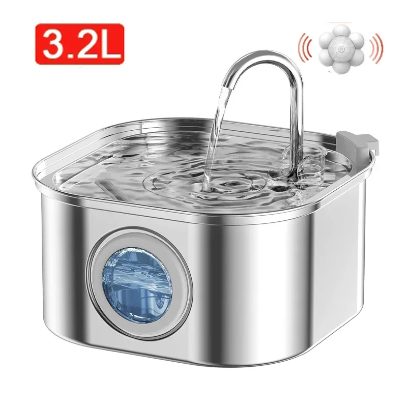 3.2L Transparent Window Cat Water Fountain with Sensor, Super Quiet, Auto Filter, Stainless Steel Automatic Dog Water Dispenser
3.2L Transparent Window Cat Water Fountain with Sensor, Super Quiet, Auto Filter, Stainless Steel Automatic Dog Water Dispenser