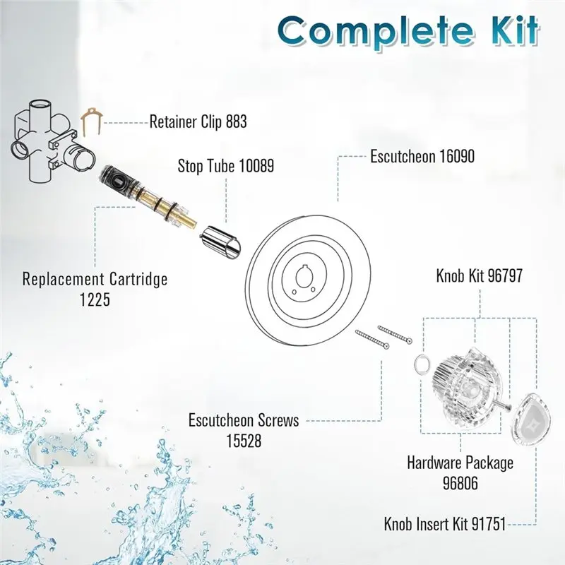 TFORU-Cartridge Replacement And Faucet Handle Kit, For Moen 1225/1225B And 96797, Single Handle Tub And Shower Standard Valve
TFORU-Cartridge Replacement And Faucet Handle Kit, For Moen 1225/1225B And 96797, Single Handle Tub And Shower Standard Valve