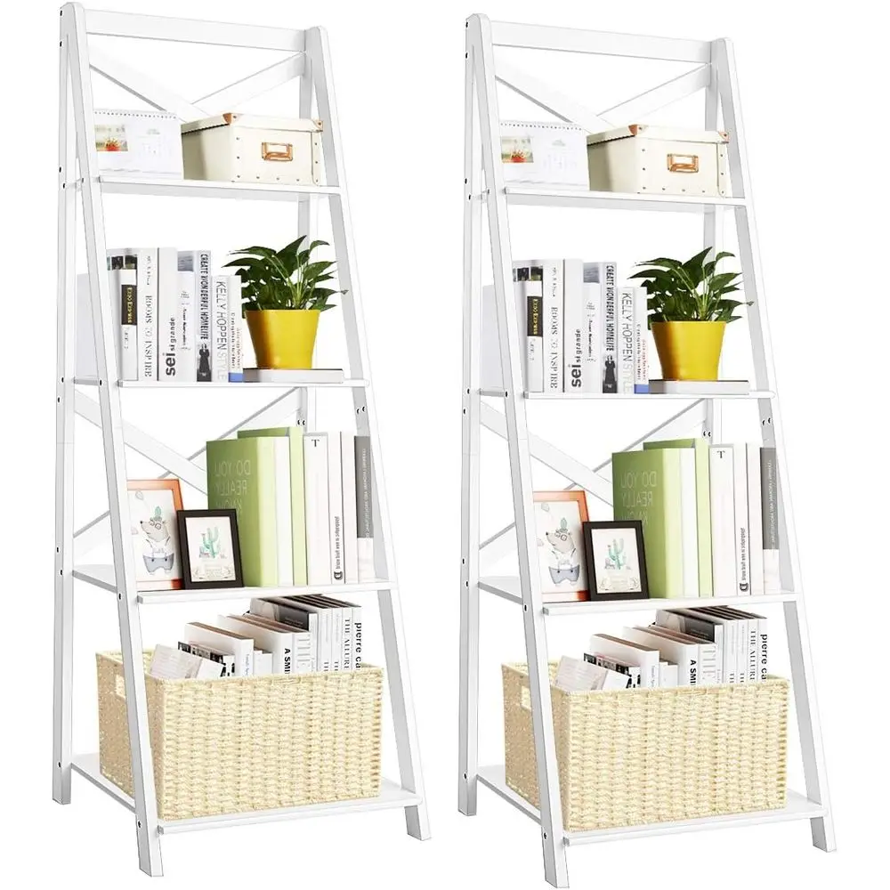 4-Tier Leaning Bookcase, Wooden, White, Storage and Display Shelf for Home or Office
4-Tier Leaning Bookcase, Wooden, White, Storage and Display Shelf for Home or Office