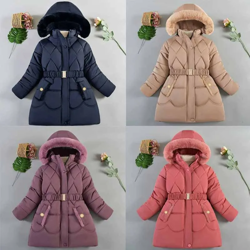 Winter Thick Warm Jacket Girls Padded Fleece Long Coats With Waist Belt Design Detachable Hat Kids Lining Plush Hooded Parka
Winter Thick Warm Jacket Girls Padded Fleece Long Coats With Waist Belt Design Detachable Hat Kids Lining Plush Hooded Parka