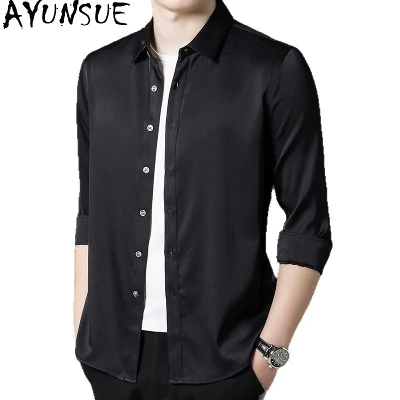 AYUNSUE 92.5% Real Mulberry Silk Shirt for Man High Quality Long Sleeve Shirts Men Clothing 2026 Summer Top Casual Black Shirt
AYUNSUE 92.5% Real Mulberry Silk Shirt for Man High Quality Long Sleeve Shirts Men Clothing 2026 Summer Top Casual Black Shirt