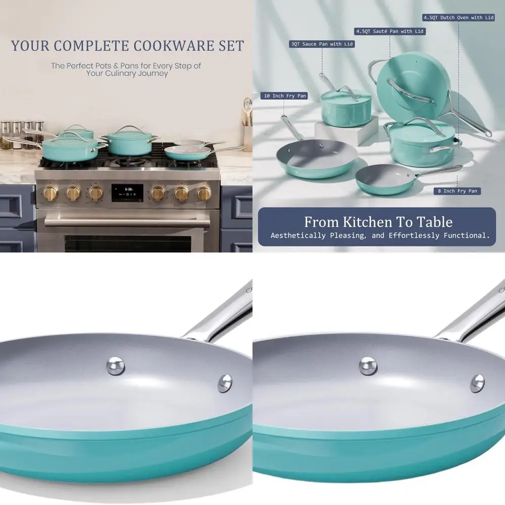 10-составный набор керамических сковородок с антипригарным покрытием, без PTFE/PFOA/PFAS, для использования в духовке до 500 градусов ° Эргономичная ручка, цвет Карибское синее
10-составный набор керамических сковородок с антипригарным покрытием, без PTFE/PFOA/PFAS, для использования в духовке до 500 градусов ° Эргономичная ручка, цвет Карибское синее