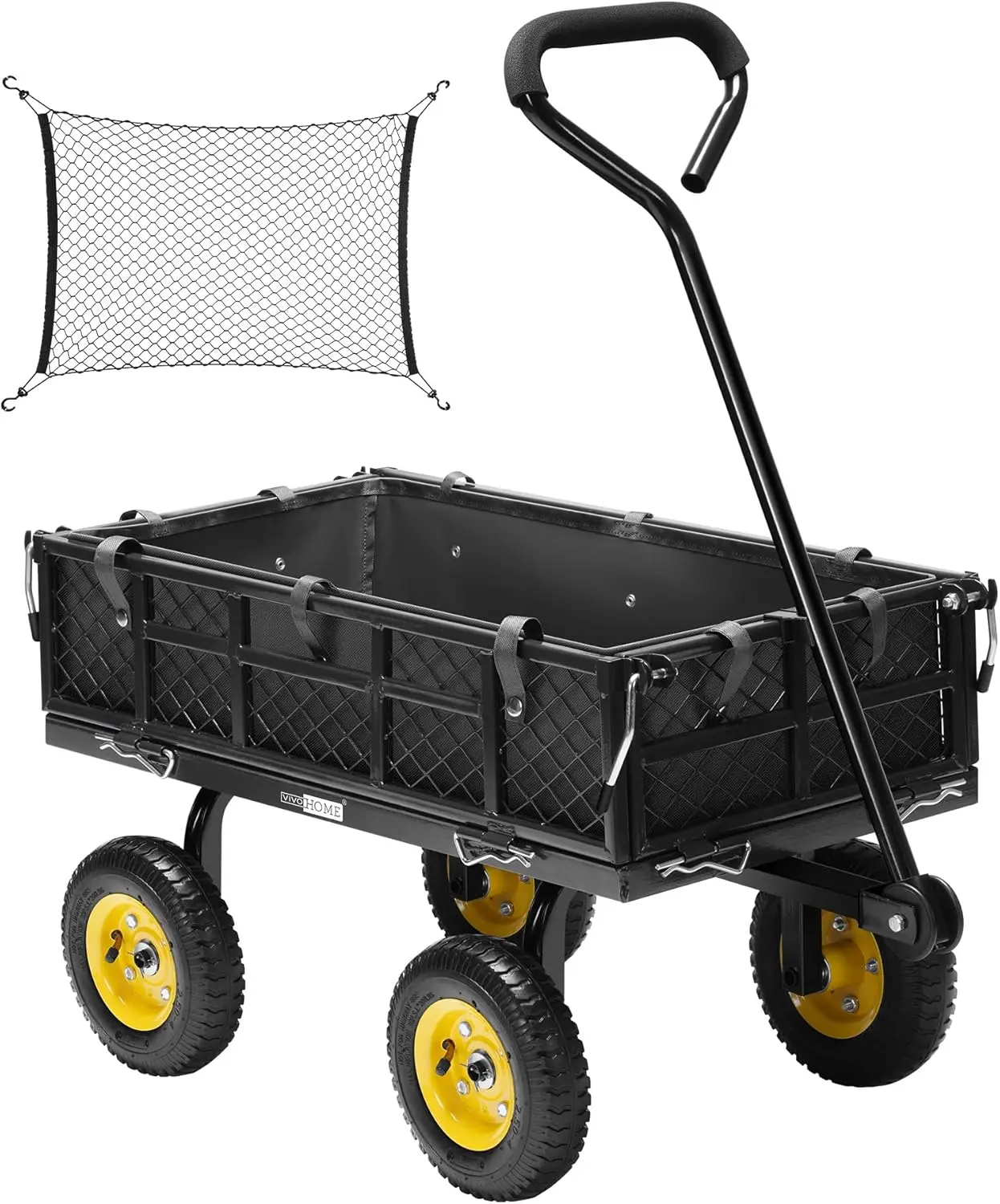 Heavy Duty 400 Lbs Capacity Mesh Steel Garden Cart Folding Utility Wagon with Removable Sides Black
Heavy Duty 400 Lbs Capacity Mesh Steel Garden Cart Folding Utility Wagon with Removable Sides Black