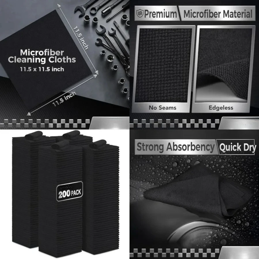Microfiber Cleaning Cloth, 200 Pack Microfiber Towels for Cars Reusable Shop Rags Bulk Lint Free Cleaning Towels for Car Kitchen Automotive Bar Mechanic Restaurant Garage, 11.5"x 11.5", Black
Microfiber Cleaning Cloth, 200 Pack Microfiber Towels for Cars Reusable Shop Rags Bulk Lint Free Cleaning Towels for Car Kitchen Automotive Bar Mechanic Restaurant Garage, 11.5"x 11.5", Black