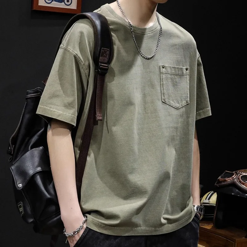 Heavy wash short sleeve T-shirt men's half sleeve top fashion brand large size new men's pocket men's T-shirt
Heavy wash short sleeve T-shirt men's half sleeve top fashion brand large size new men's pocket men's T-shirt
