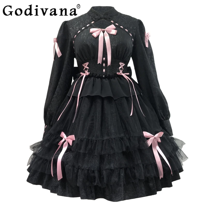 Lolita Op Long Sleeved Dress for Women High Waist Black Multi-layer Cake Cosplay Dress Female Sweet Cos Costumes
Lolita Op Long Sleeved Dress for Women High Waist Black Multi-layer Cake Cosplay Dress Female Sweet Cos Costumes