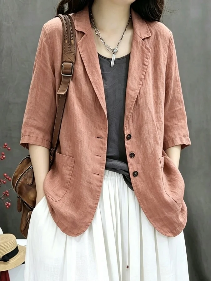 Authentic Artistic Retro Cotton Linen Suit Jacket Women's Summer Lightweight Seven Sleeve Zipper Closure Sun Protection Top
Authentic Artistic Retro Cotton Linen Suit Jacket Women's Summer Lightweight Seven Sleeve Zipper Closure Sun Protection Top