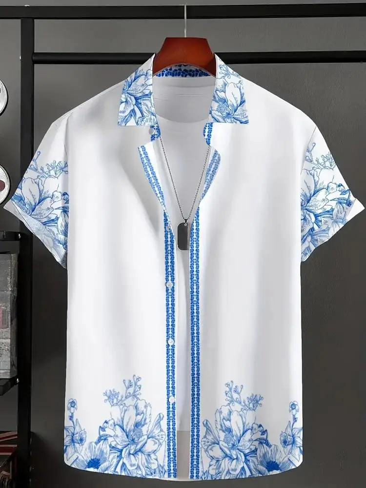 Summer Hawaiian Vintage Floral Printed Men's Short Sleeved Shirts Casual Fashion Lapel Button Shirt Men Clothing Tops
Summer Hawaiian Vintage Floral Printed Men's Short Sleeved Shirts Casual Fashion Lapel Button Shirt Men Clothing Tops