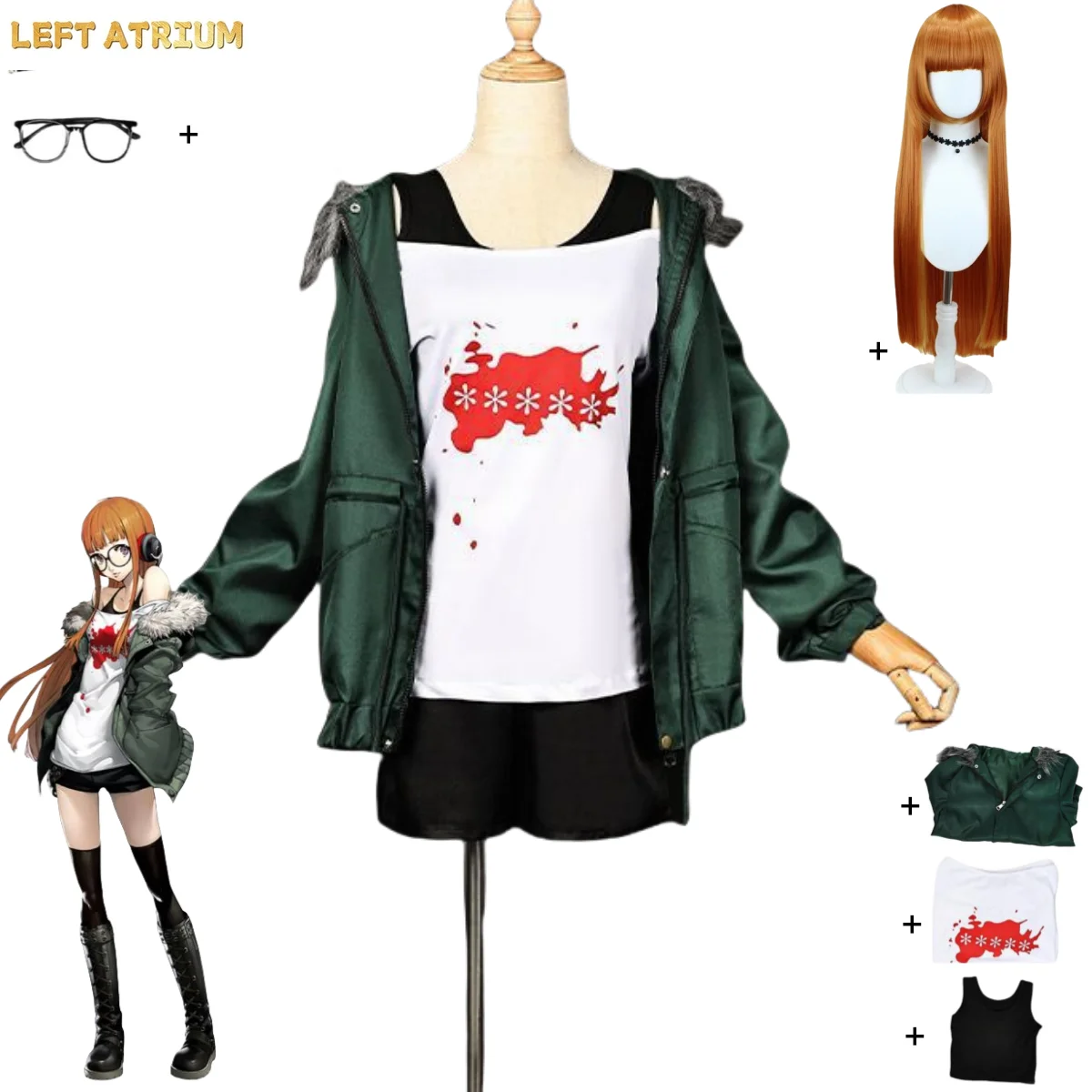 Anime Game Futaba Sakura Cosplay Costume P5 NAVI Green Coat Uniform Glasses Wig Woman Sexy Carnival Halloween Suit
Anime Game Futaba Sakura Cosplay Costume P5 NAVI Green Coat Uniform Glasses Wig Woman Sexy Carnival Halloween Suit