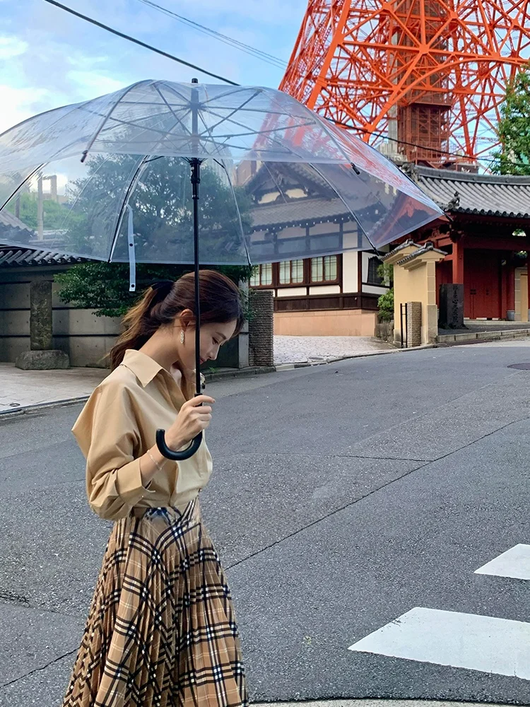 Elegant Women's Checkered Skirt And Shirt Set Long Sleeve V-Neck Color Block Plaid A-Line Skirt Collar Button Closure Su...
Elegant Women's Checkered Skirt And Shirt Set Long Sleeve V-Neck Color Block Plaid A-Line Skirt Collar Button Closure Su...