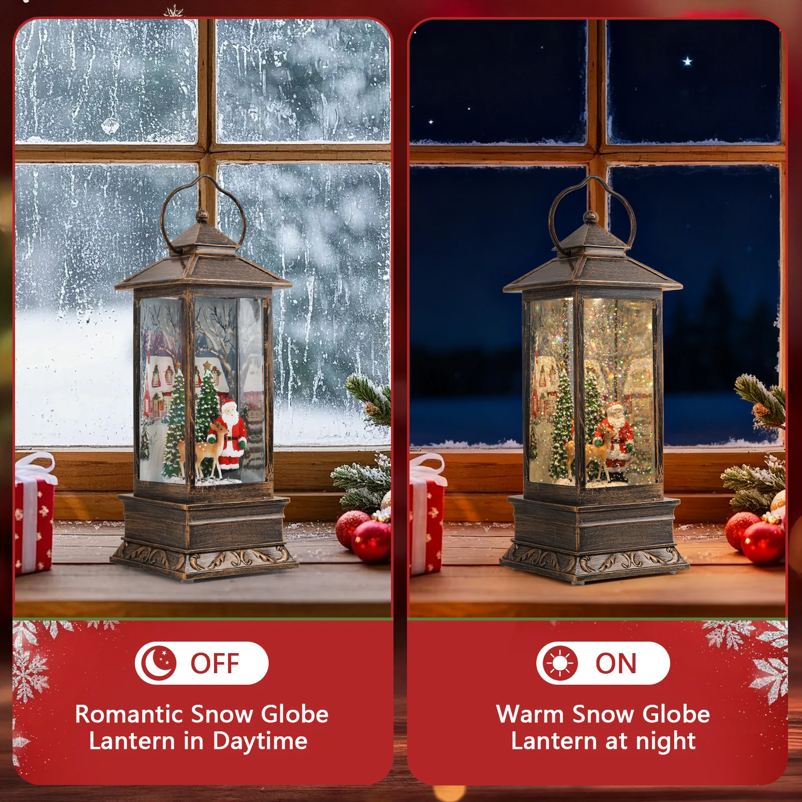Holiday Snow Globe Lantern Musical Night Light with Soothing Melodies for Christmas Decor & Gifting
Holiday Snow Globe Lantern Musical Night Light with Soothing Melodies for Christmas Decor & Gifting