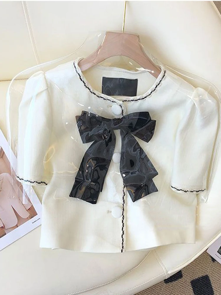Korean Fashion Summer Bow O Neck Short Sleeve Blouse Women Short Tops Single-breasted Straight Shirts Fashion Clothing
Korean Fashion Summer Bow O Neck Short Sleeve Blouse Women Short Tops Single-breasted Straight Shirts Fashion Clothing
