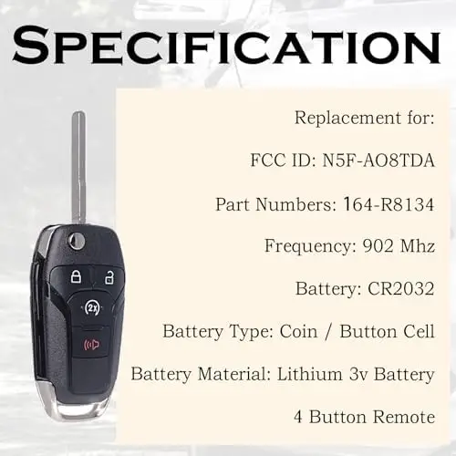 Запасной брелок для дистанционного запуска для F-150, F250, F350, Ranger, Bronco 2015-2022 - N5F-AO8TDA
Запасной брелок для дистанционного запуска для F-150, F250, F350, Ranger, Bronco 2015-2022 - N5F-AO8TDA