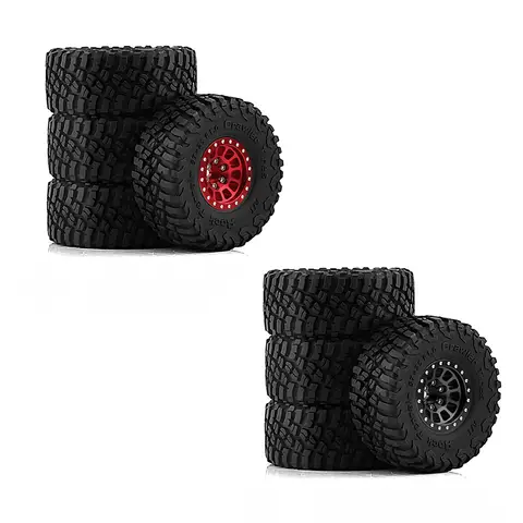 1.0" Beadlock RC Wheels and Tires for 1/18 TRX4M,1/24 SCX24 RC Crawler,1.0 Beadlock Tires w/Alloy Aluminium Wheels