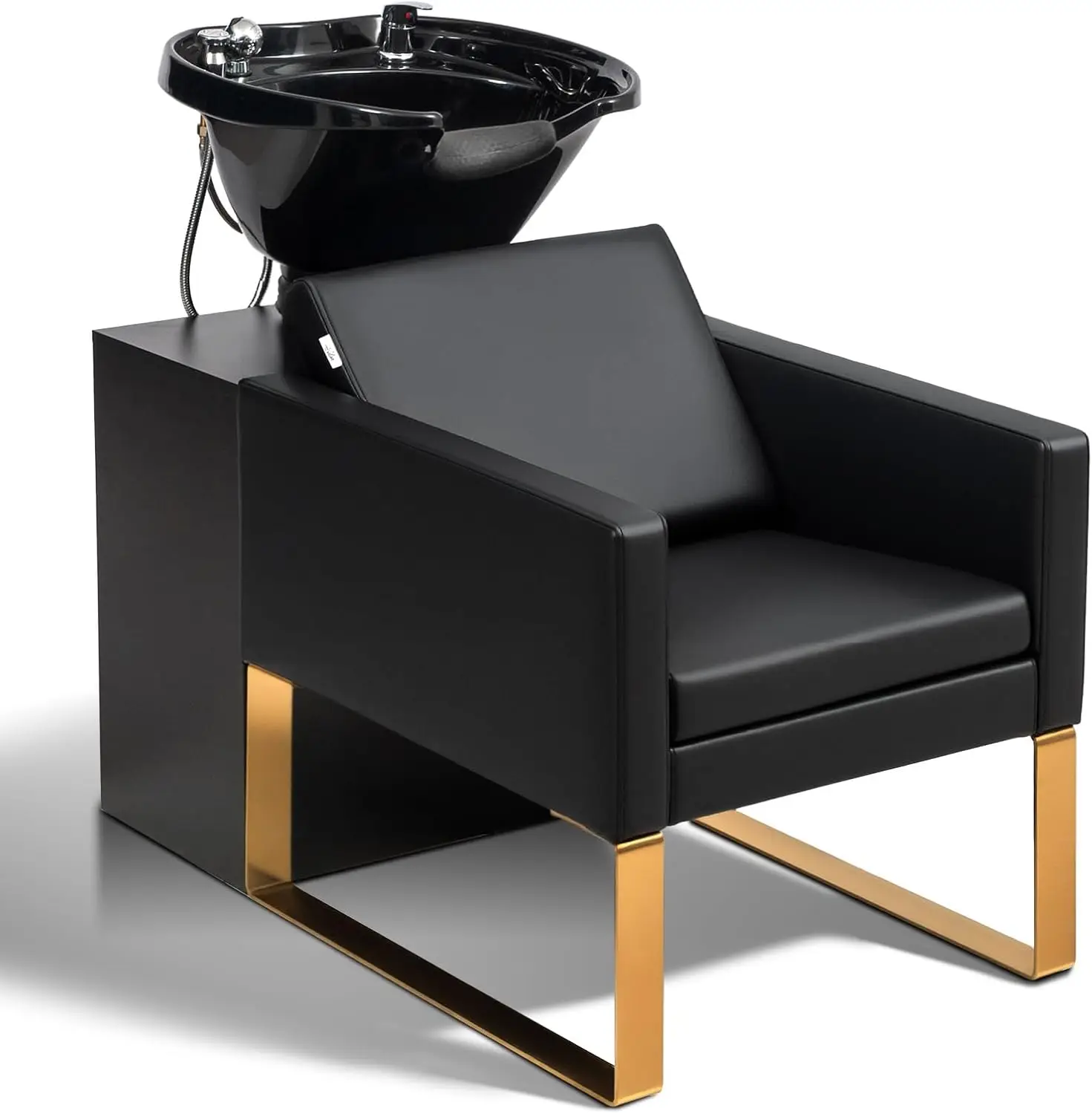 Black and Gold Salon Shampoo Chair with Stainless Steel Frame, UPC Certified Bowl, Beauty Spa Backwash Station
Black and Gold Salon Shampoo Chair with Stainless Steel Frame, UPC Certified Bowl, Beauty Spa Backwash Station