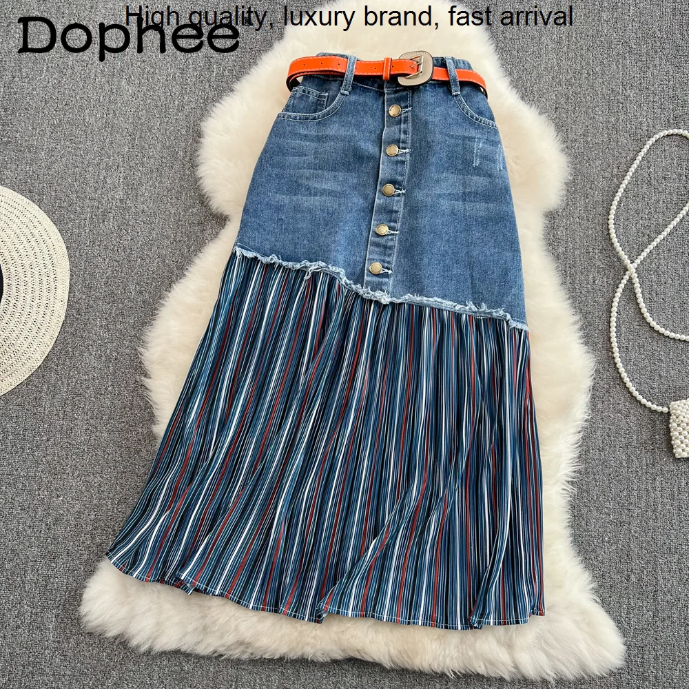 Spring Summer 2023 New Chiffon Stitching Pleated Women High Waist Slimming Irregular Mid-Length A- Line Denim Skirt Faldas
Spring Summer 2023 New Chiffon Stitching Pleated Women High Waist Slimming Irregular Mid-Length A- Line Denim Skirt Faldas
