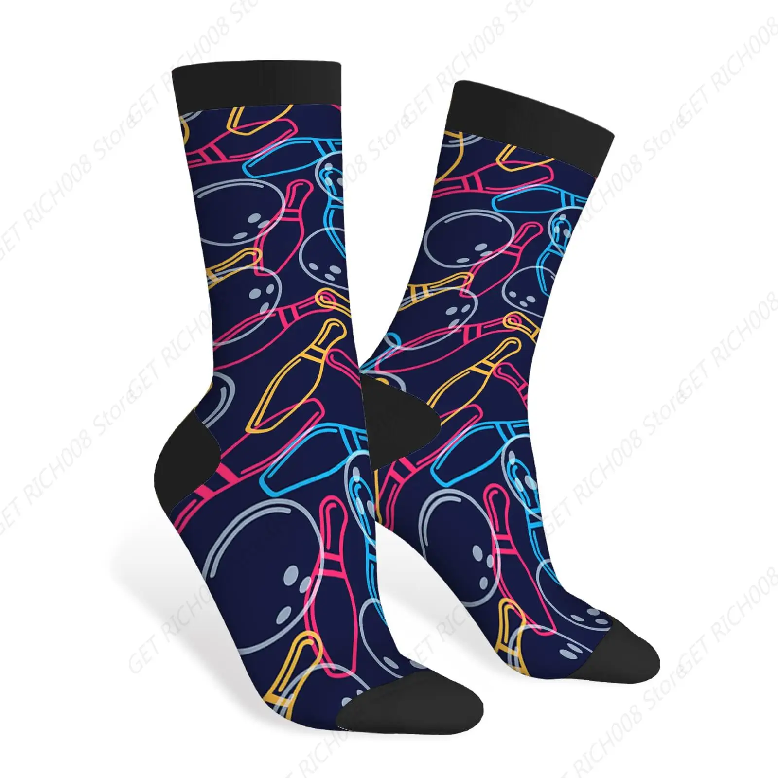 Bowling Funny Socks Colorful Bowling Ball, Bowling Pins Shoes Outline Design Club Casual Crew Socks Contrast Color Design
Bowling Funny Socks Colorful Bowling Ball, Bowling Pins Shoes Outline Design Club Casual Crew Socks Contrast Color Design