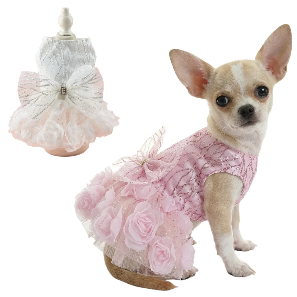 Formal Dog Princess Dress, Sparkly Tulle Pet Wedding Dress, Pink Rose Floral Puppy Outfit for Small Dogs Chihuahua Yorkie
Formal Dog Princess Dress, Sparkly Tulle Pet Wedding Dress, Pink Rose Floral Puppy Outfit for Small Dogs Chihuahua Yorkie