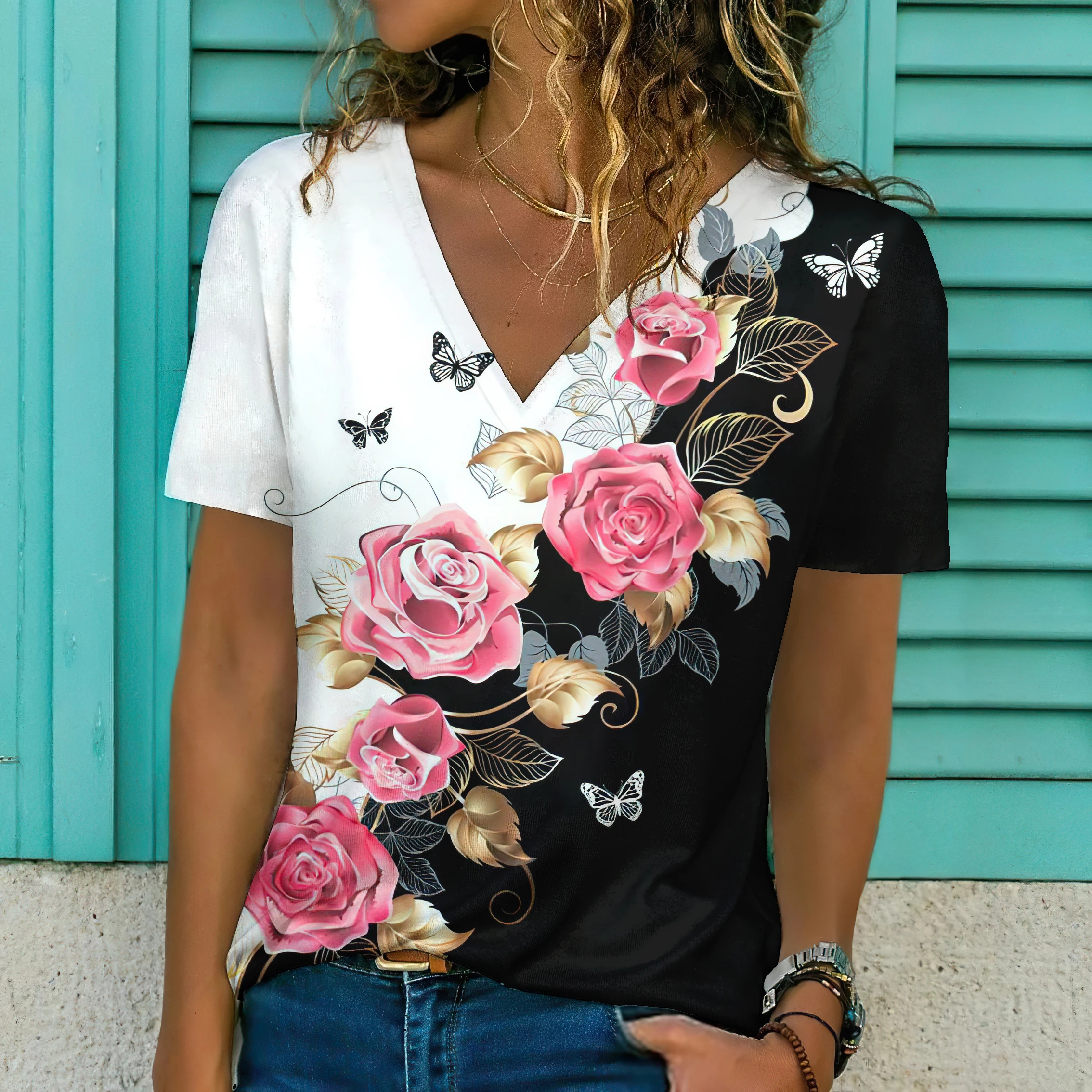 2024 New Women T-shirt Floral Print Plus Size Top Women's Trend Clothing Fashion Short Sleeve Shirt Oversized V-Neck Blouse
2024 New Women T-shirt Floral Print Plus Size Top Women's Trend Clothing Fashion Short Sleeve Shirt Oversized V-Neck Blouse