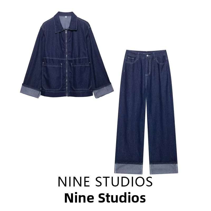 Nine Za Women's Denim Jaet And Pants Set with ket Rivet Flip Cover Design Long Sve Zipper Closure Faionable Outfit
Nine Za Women's Denim Jaet And Pants Set with ket Rivet Flip Cover Design Long Sve Zipper Closure Faionable Outfit