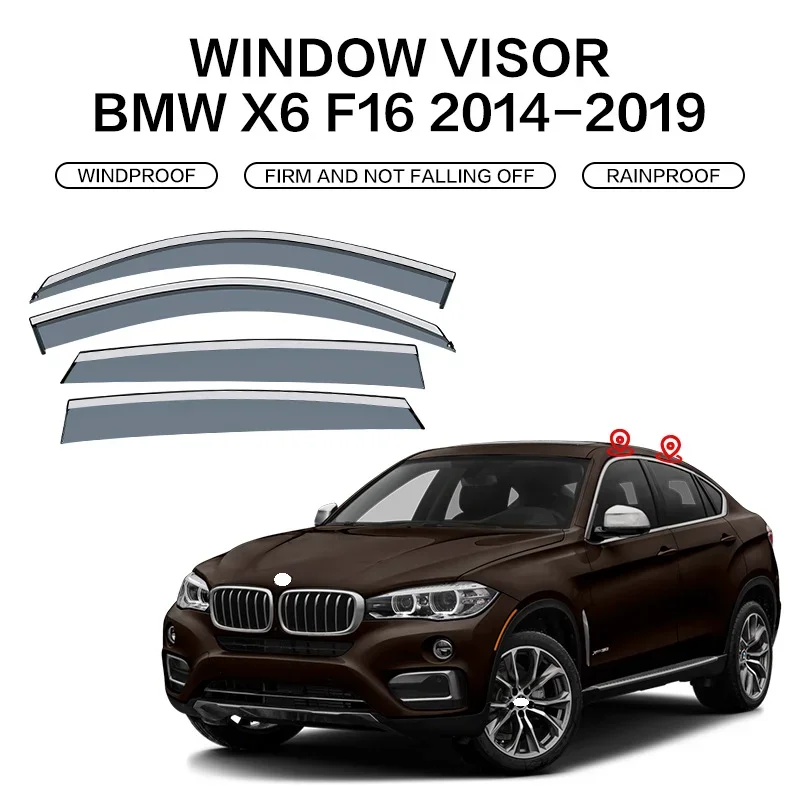 For BMW X6 F16 2015-2019 Window Visor Rain OR Shine Side Window Deflector Shades Visor Ventvisor Strip Body Kit
For BMW X6 F16 2015-2019 Window Visor Rain OR Shine Side Window Deflector Shades Visor Ventvisor Strip Body Kit