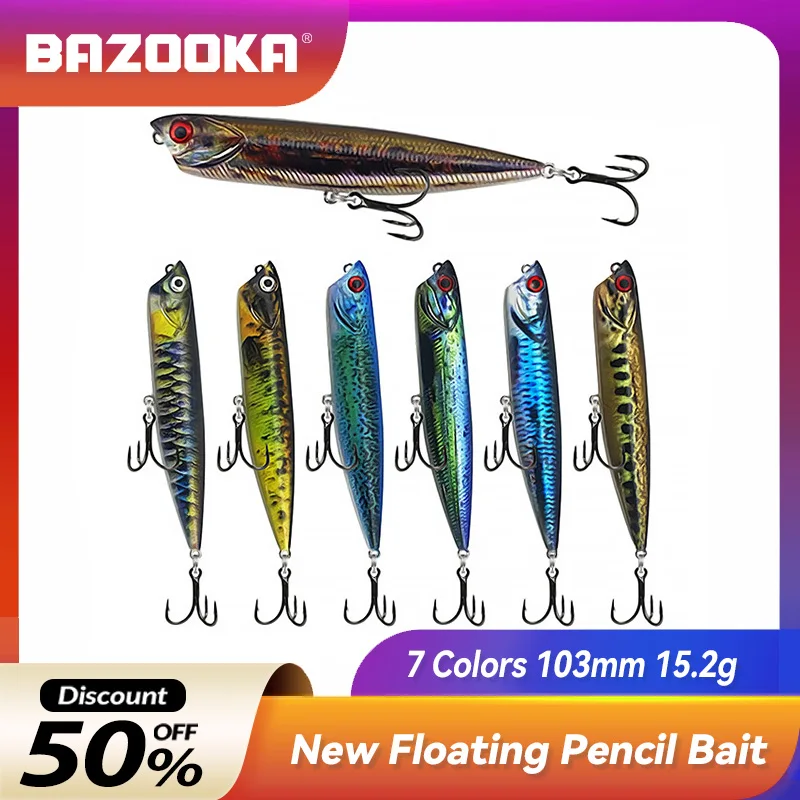 Bazooka Fishing Lure 15.2g Topwater Floating Pencil Wobblers Stickbait Artificial Hard Bait Topwater Surface Trolling Pike Bass
Bazooka Fishing Lure 15.2g Topwater Floating Pencil Wobblers Stickbait Artificial Hard Bait Topwater Surface Trolling Pike Bass
