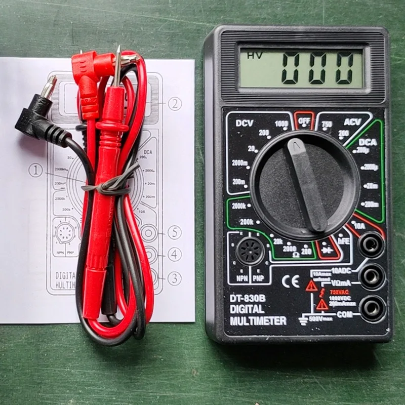 DT830B 750/1000V Voltmeter Ammeter Ohm Tester High Safety Handheld Meter AC/DC LCD Digital Multimeter
DT830B 750/1000V Voltmeter Ammeter Ohm Tester High Safety Handheld Meter AC/DC LCD Digital Multimeter