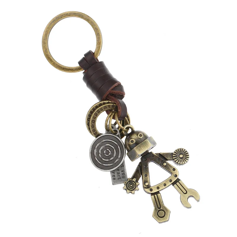 Retro woven cowhide keychain simple and personalized cute robot pendant car key pendant
Retro woven cowhide keychain simple and personalized cute robot pendant car key pendant