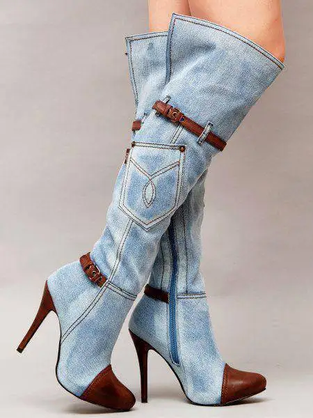 Spring Autumn Woman Demin Knee High Boots Thin High Heel Side Zipper Female Leather Toe Long Boots
Spring Autumn Woman Demin Knee High Boots Thin High Heel Side Zipper Female Leather Toe Long Boots