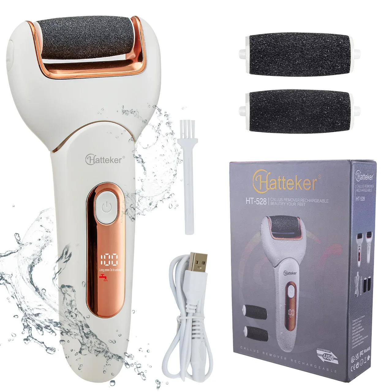 Hatteker Electric Foot File USB Rechargeable Callus Remover Pedicure Device Foot Care Tool for Heel Hard Skin Removal Waterproof
Hatteker Electric Foot File USB Rechargeable Callus Remover Pedicure Device Foot Care Tool for Heel Hard Skin Removal Waterproof
