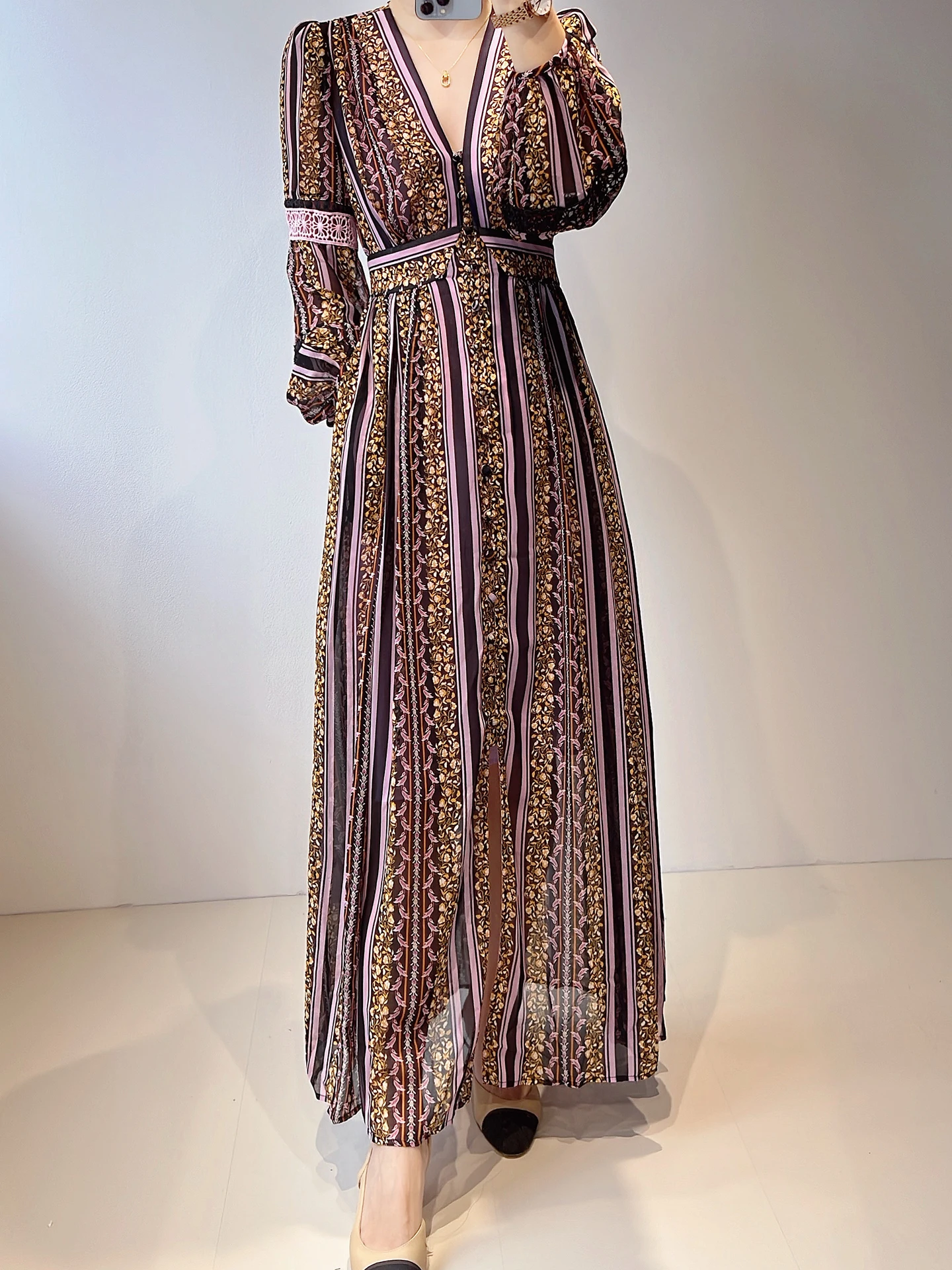 n Long Sve Maxi Dr Purple Gold Waist Cinched Split Side Spring New Polyester Fiber Slim Fit Sle Holiday Wind
n Long Sve Maxi Dr Purple Gold Waist Cinched Split Side Spring New Polyester Fiber Slim Fit Sle Holiday Wind