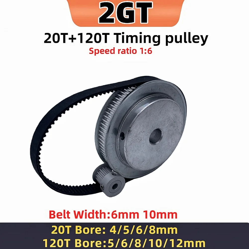 20T 120T 2GT Timing Pulley Set Reduction 1:6 Belt Width 6mm 10mm 20Teeth 120Teeth GT2 Synchronous Pulley Belt Kit
20T 120T 2GT Timing Pulley Set Reduction 1:6 Belt Width 6mm 10mm 20Teeth 120Teeth GT2 Synchronous Pulley Belt Kit