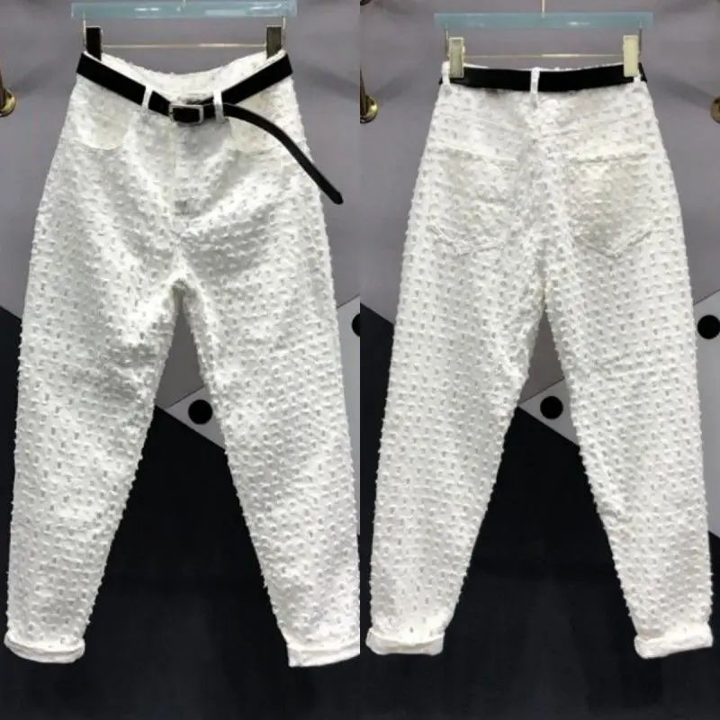 2023 New Spring Summer Washed Cotton Denim Pants Women High Waist Hollow Out Loose White Jeans Ankle-length Harem Pants Casual
2023 New Spring Summer Washed Cotton Denim Pants Women High Waist Hollow Out Loose White Jeans Ankle-length Harem Pants Casual