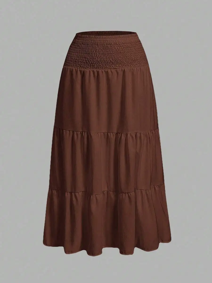 Casual Vacation Style Smocked Waist Layered A-Line Skirt For Women Summer
Casual Vacation Style Smocked Waist Layered A-Line Skirt For Women Summer