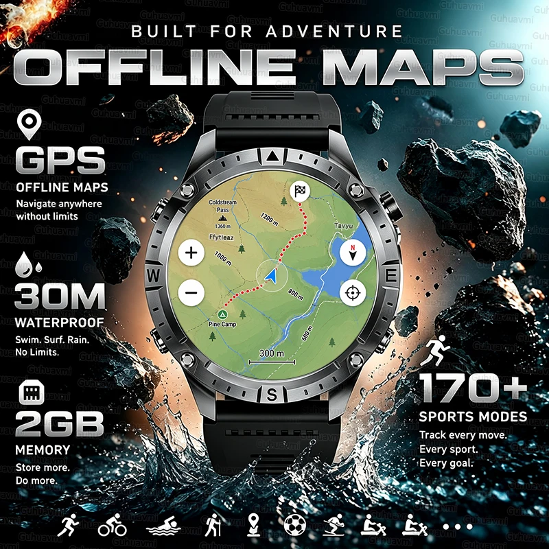 New Men with GPS Offline Map Smart Watch 2GB Memory 3ATM Waterproof Satellite Positioning Clock Bluetooth call 170+Sport Watches
New Men with GPS Offline Map Smart Watch 2GB Memory 3ATM Waterproof Satellite Positioning Clock Bluetooth call 170+Sport Watches