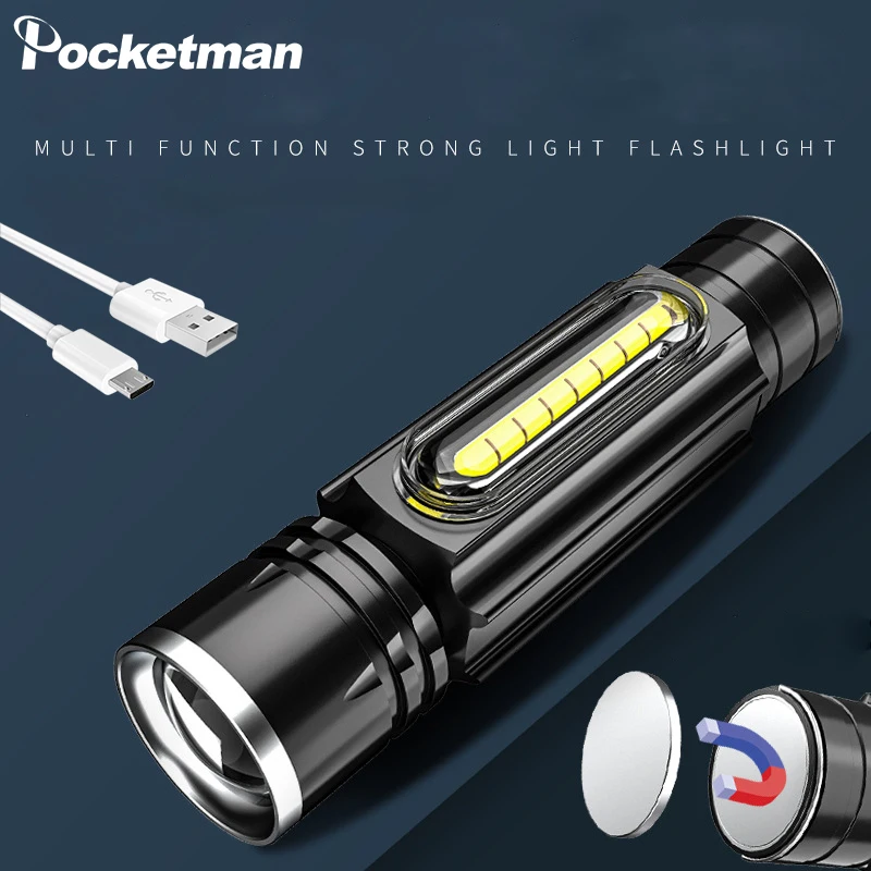 Super Bright LED Flashlight with COB Side Lights USB Rechargeable Flashlights Outdoor Emergency Torch Zoomable Flashlight
Super Bright LED Flashlight with COB Side Lights USB Rechargeable Flashlights Outdoor Emergency Torch Zoomable Flashlight