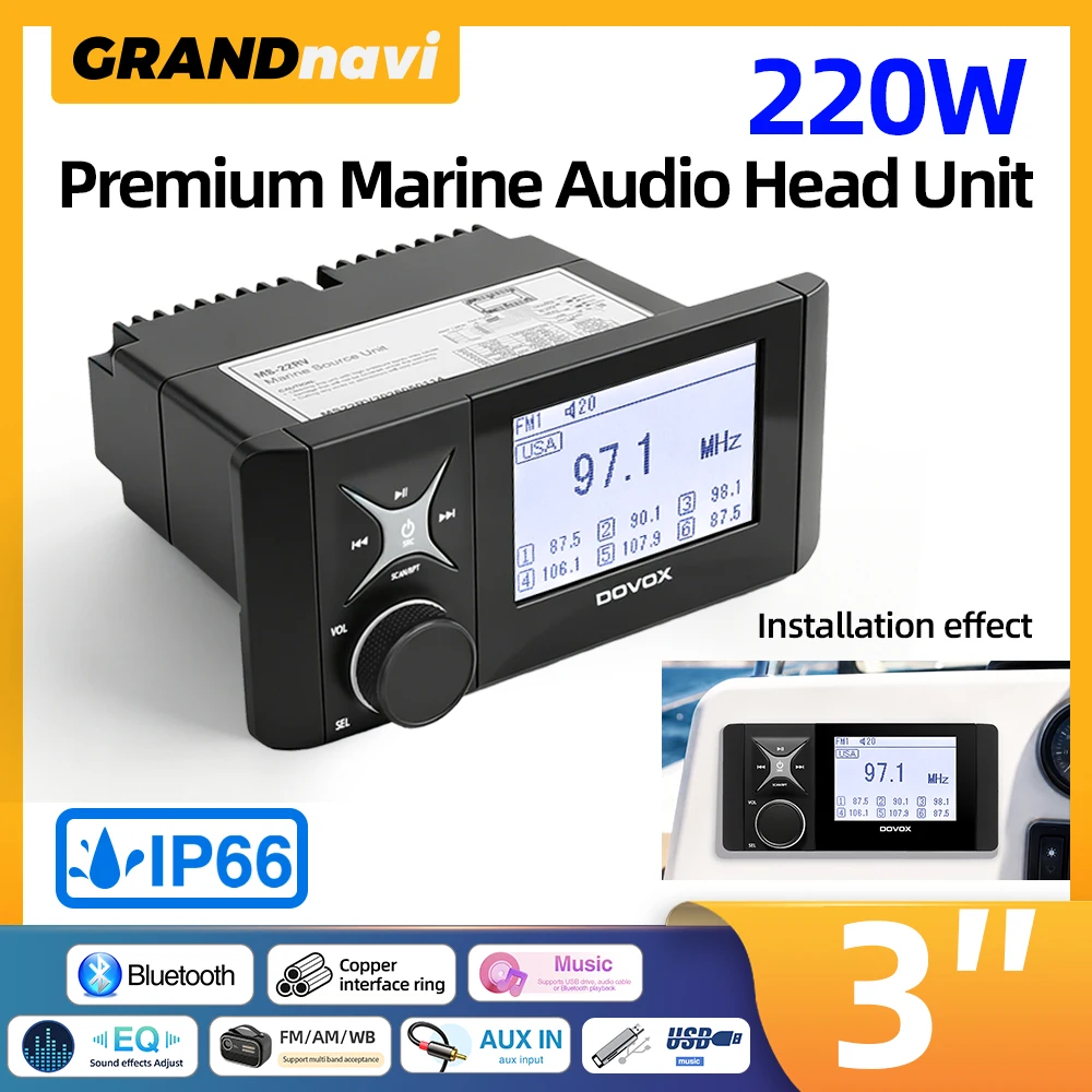 3inch Marine Bluetooth Stereo Receiver AM FM WB Radio Waterproof IP66 4X55W For Boat Yacht Power Sport Marine ATV UTV Golf Cart
3inch Marine Bluetooth Stereo Receiver AM FM WB Radio Waterproof IP66 4X55W For Boat Yacht Power Sport Marine ATV UTV Golf Cart