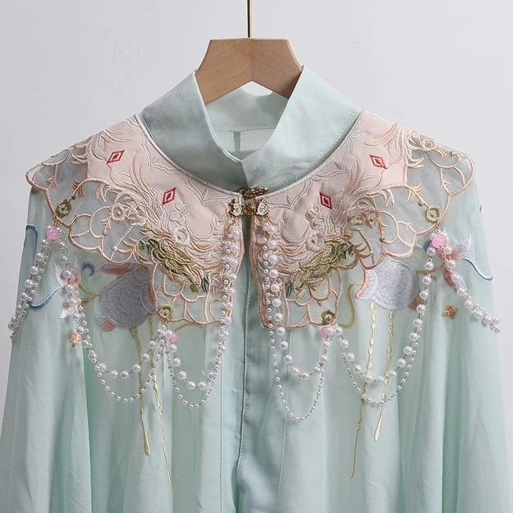 Improved Elegant Handmade Embroidery Flower Pearl Chain Tassel Cloud Shoulder Chinese Ming Dynasty Hanfu Accessories
Improved Elegant Handmade Embroidery Flower Pearl Chain Tassel Cloud Shoulder Chinese Ming Dynasty Hanfu Accessories