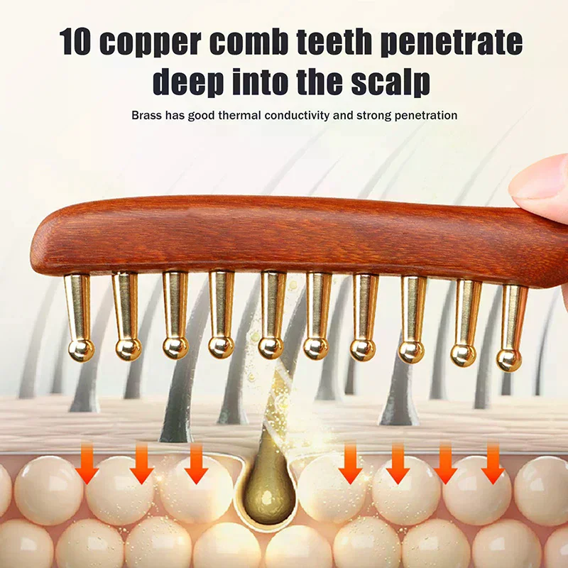 10-Teeth Copper & Wood Massager Comb For Head Meridian Therapy And Relaxation Golden Sandalwood Scraping Guasha Long Handle
10-Teeth Copper & Wood Massager Comb For Head Meridian Therapy And Relaxation Golden Sandalwood Scraping Guasha Long Handle